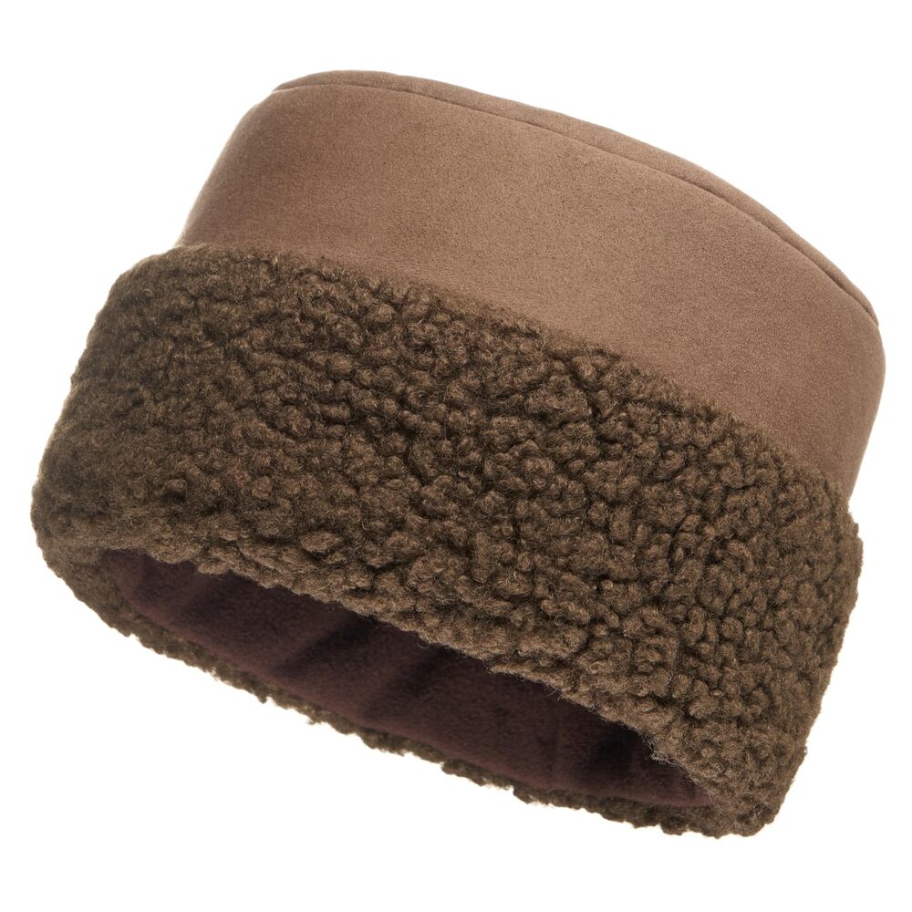 8222 Sherpa Trim Hat - Winter Hats - Suede Hat with Sherpa Fleece L, Olive